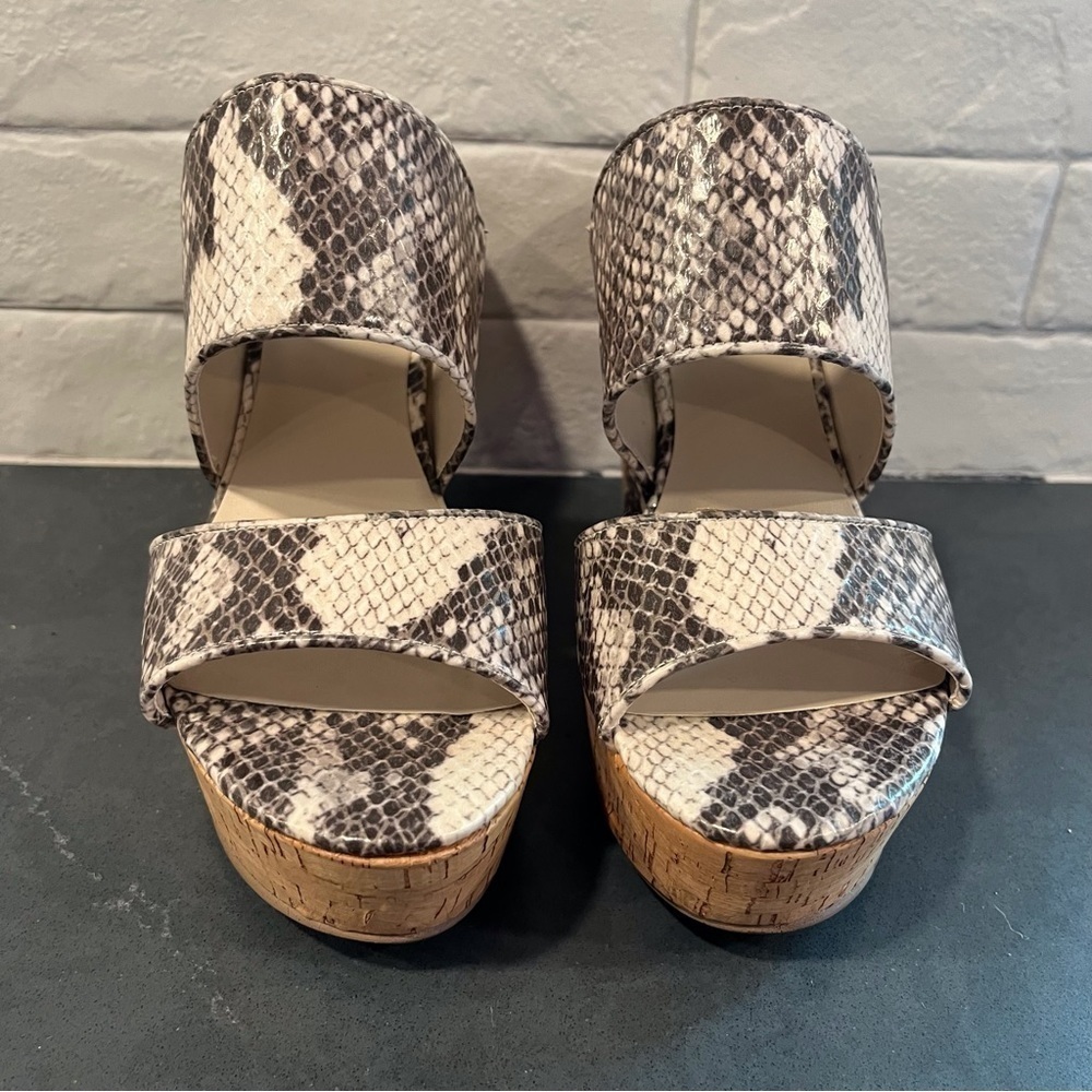 Nine West sz 8.5 Larysa python print strappy platform wedge sandals - Picture 5 of 11